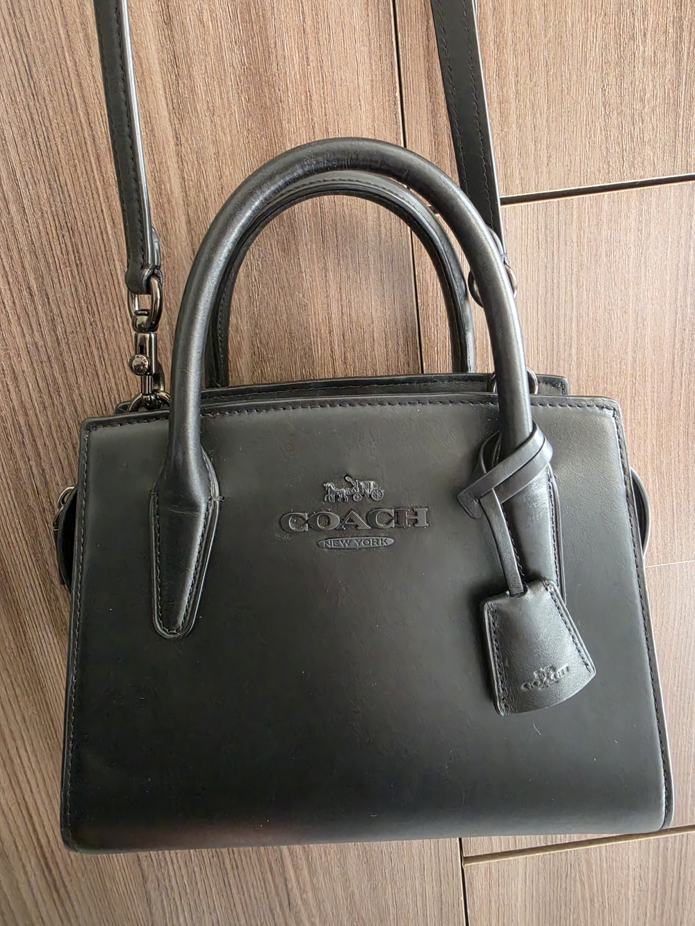 Coach Andrea Black Leather Medium Satchel - Picture 12 of 16